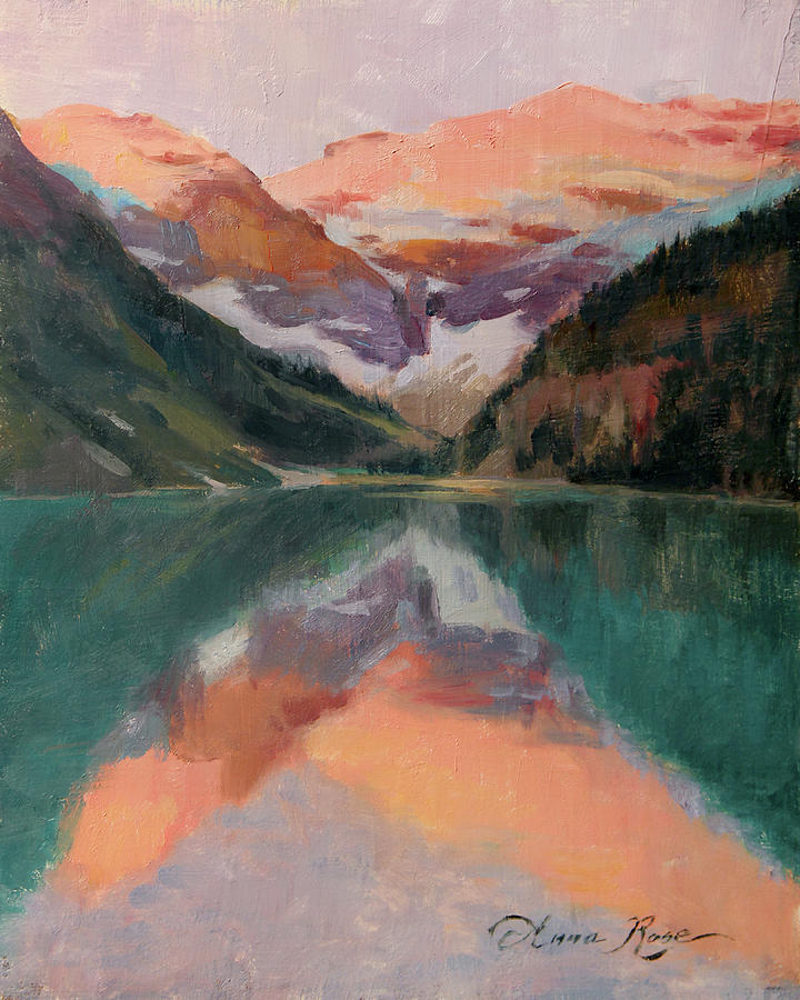 720x900 Sunrise Sketch, Lake Louise Painting By Anna Rose Bain - Sunrise Sketch