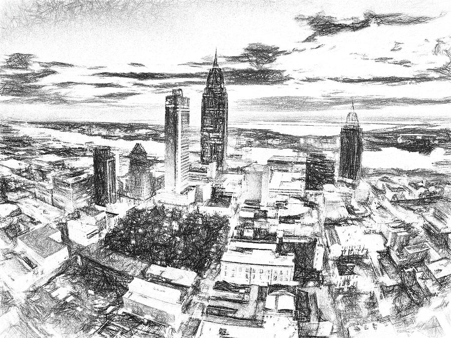 900x675 Mobile Alabama Sunrise Quick Sketch Photograph By Michael Thomas - Sunrise Sketch