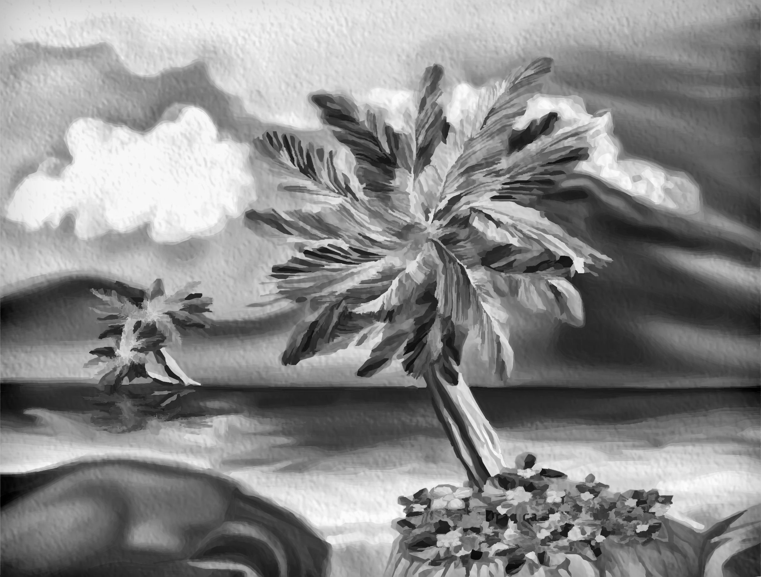 2434x1846 Free Images Beach, Sea, Nature, Black And White, Sunset, Leaf - Sunset Beach Sketch