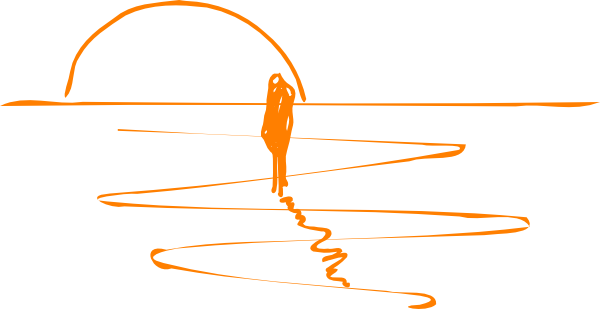 600x309 Orange Sunset Sketch Version Clip Art - Sunset Beach Sketch