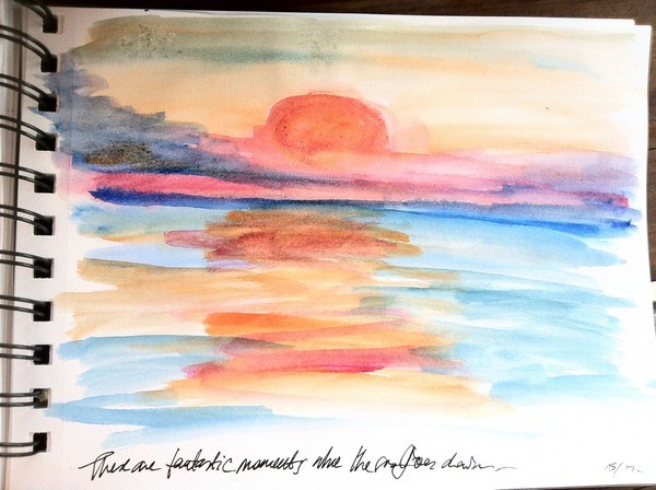 600x448 Sketch Of Sunset - Sunset Beach Sketch
