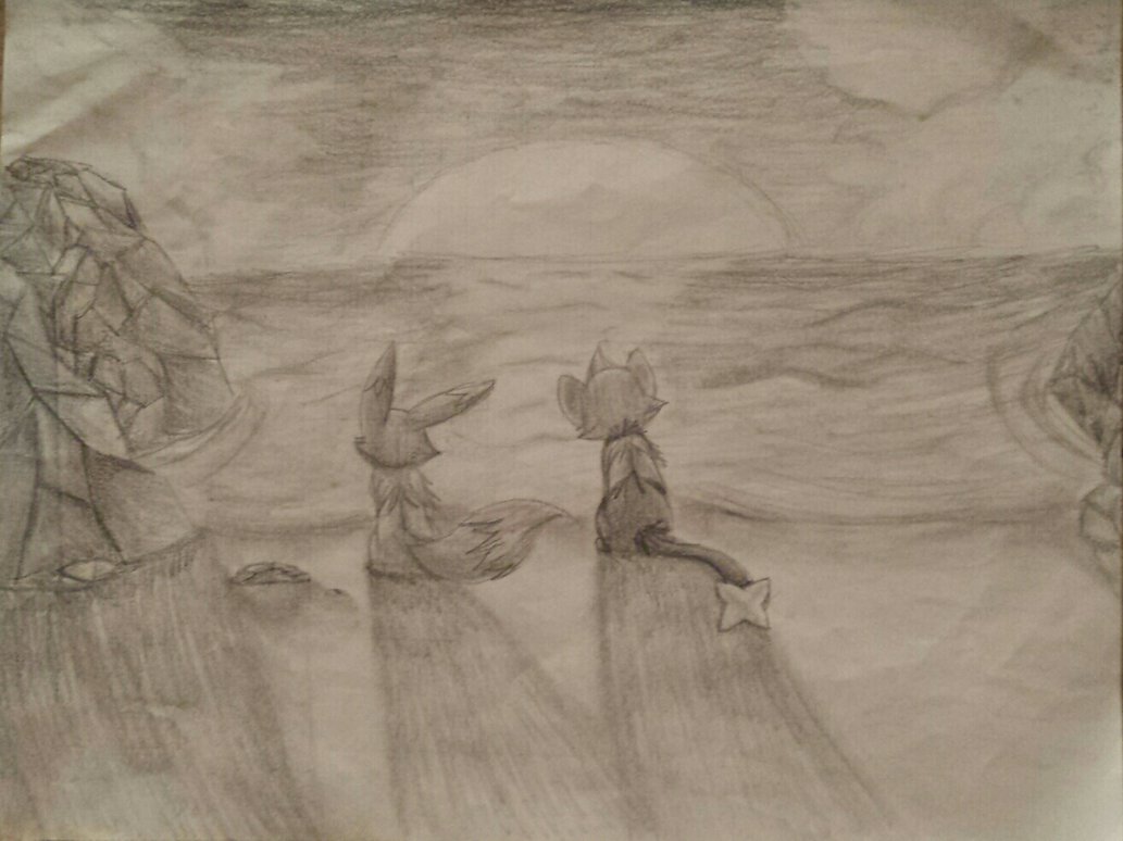 1033x774 Sunset On The Beach ~sketch~ By Burningblaze9 - Sunset Beach Sketch