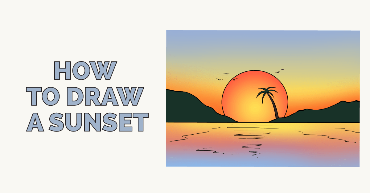 1200x628 How To Draw A Sunset - Sunset Sketch