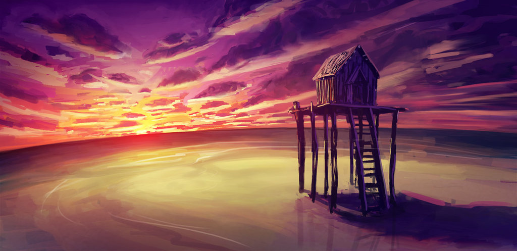 1024x497 Sunset Sketch By Shaggyhandlz - Sunset Sketch