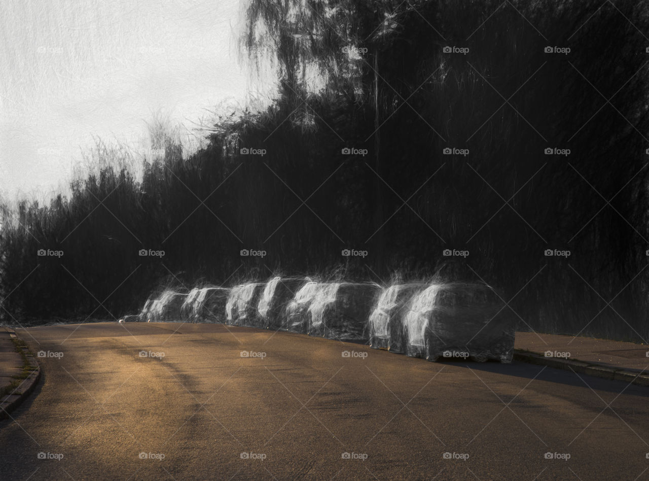 1280x948 Black And White Sketch Of The Cars By The Side Of The - Sunset Sketch Black And White