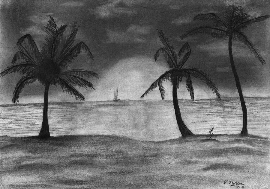 Sunset Sketch Pencil at PaintingValley.com | Explore collection of ...