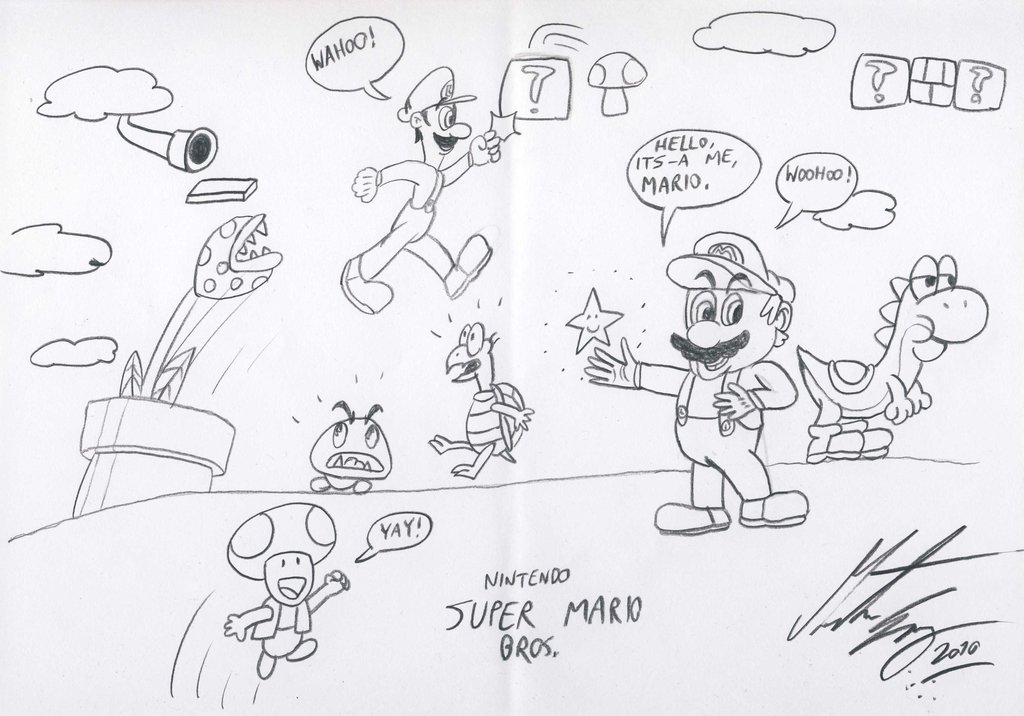 1024x716 Super Mario Bros. - Super Mario Bros Sketch