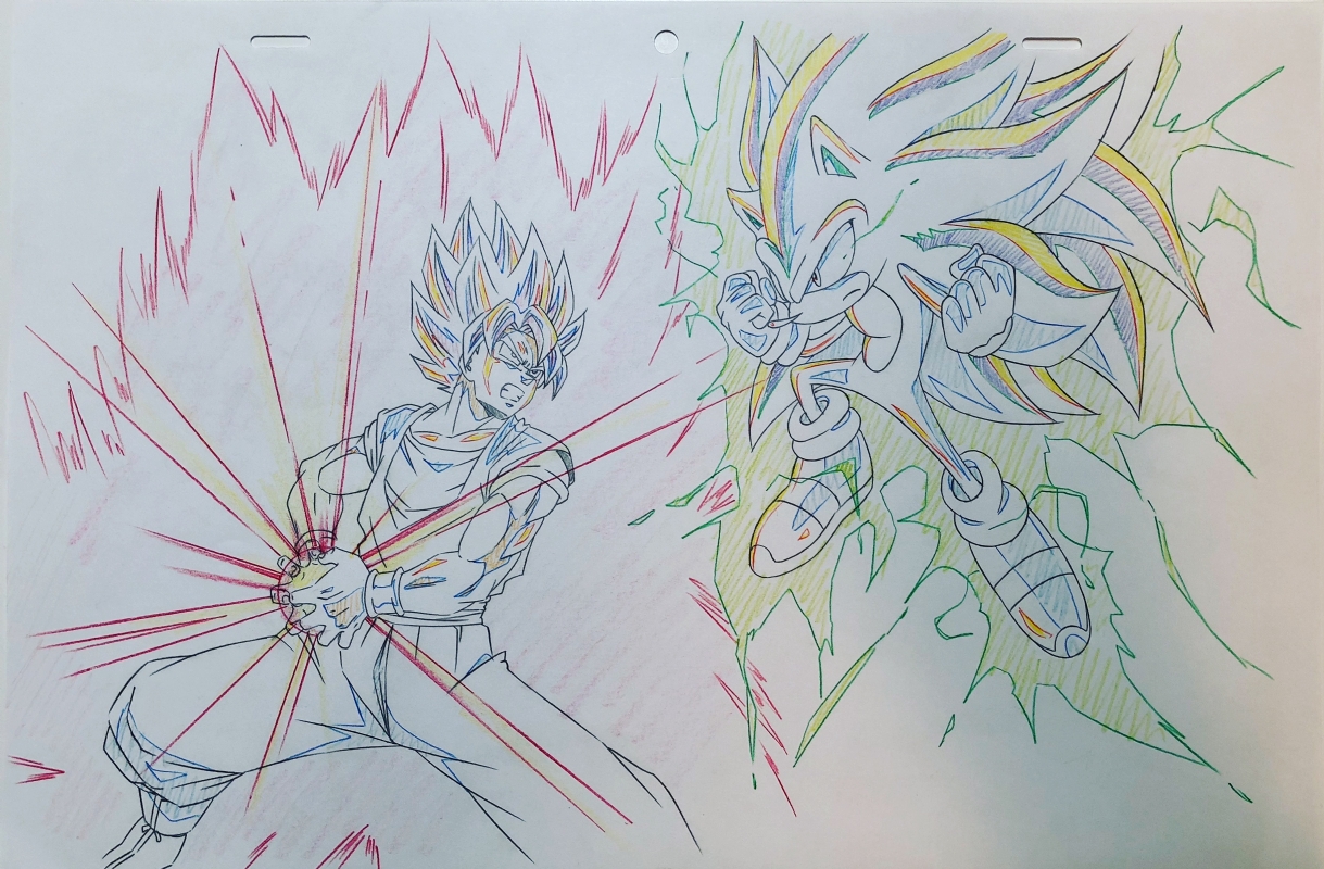 1219x800 Dragon Ball Vs Sonic The Hedgehog - Super Sonic Sketch