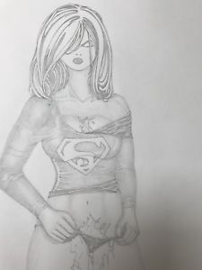 225x300 Supergirl Original Comic Book Art Sketch - Supergirl Sketch
