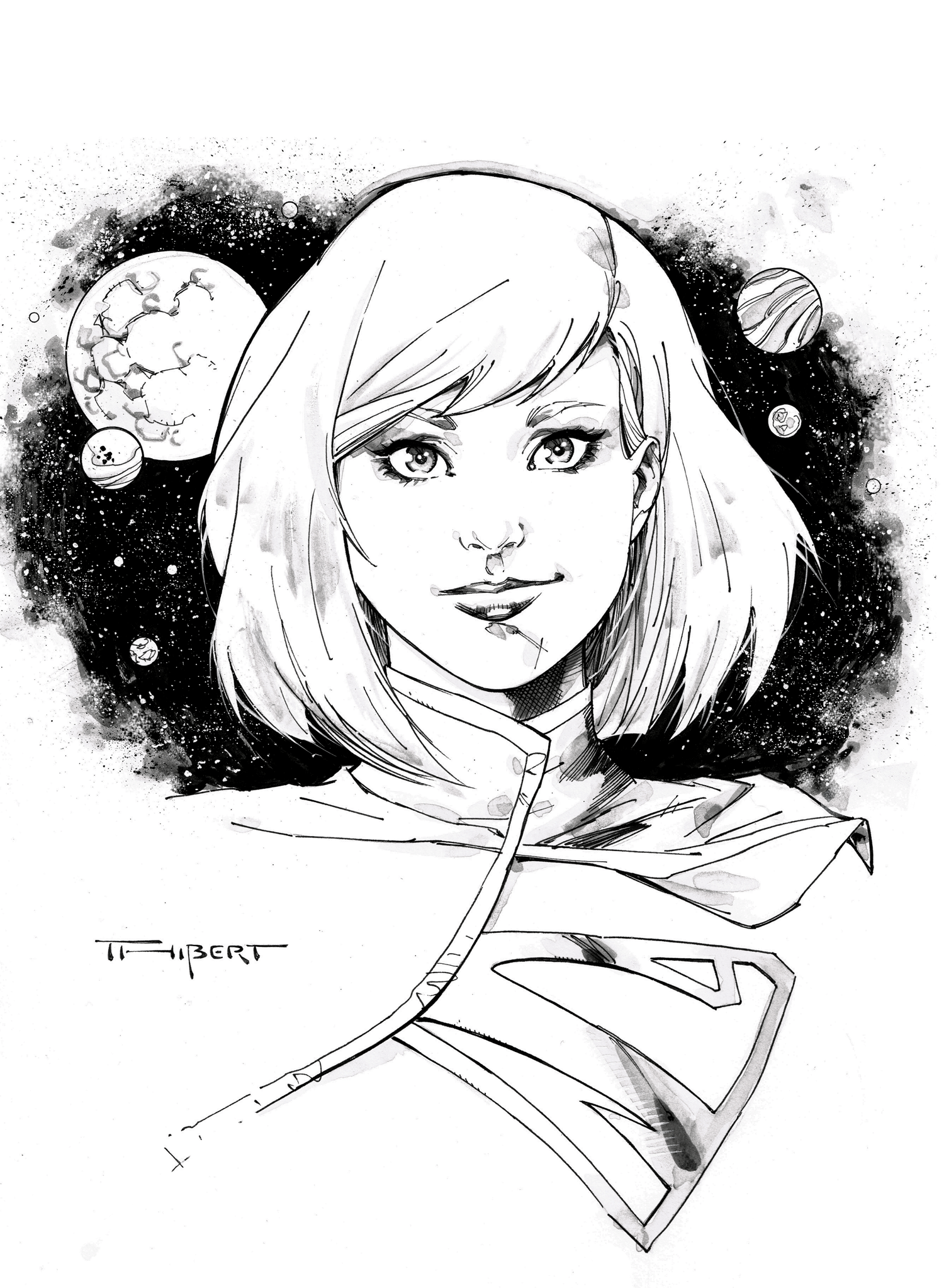 1500x2046 Supergirl Head Sketch Sold - Supergirl Sketch