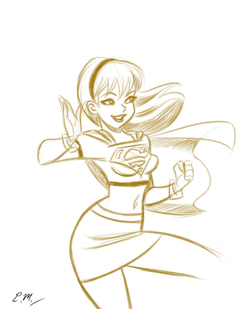 800x1035 Supergirl Sketch By Em Superman - Supergirl Sketch