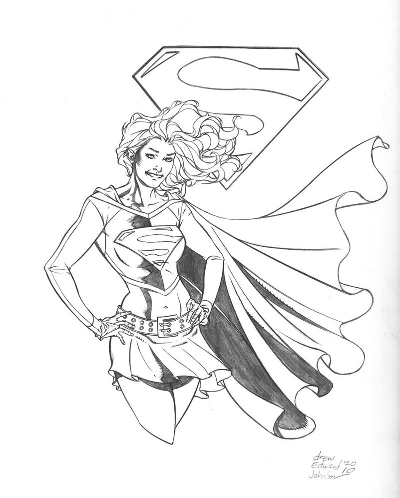 Supergirl Sketch at PaintingValley.com | Explore collection of ...