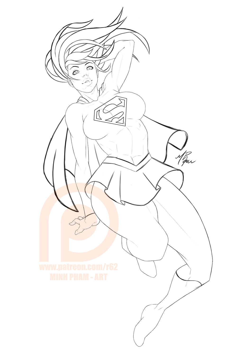 1000x1500 Artstation - Supergirl Sketch