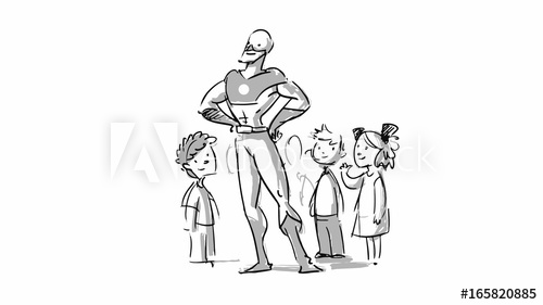 500x281 Superman And Kids Character Sketch For Cartoon, Storyboard - Superman Cartoon Sketch