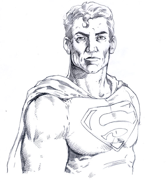 569x625 Odd Blatherings Sketch Saturday Superman - Superman Face Sketch