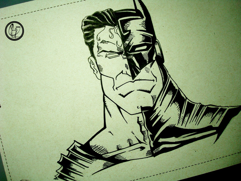 800x600 Sketch Face Superman And Batman By Leandrosans - Superman Face Sketch