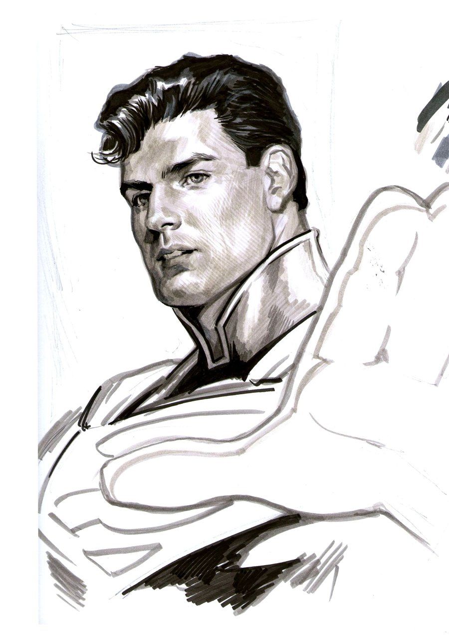 900x1276 Superman Sketch By Felipemassafera My Stuff - Superman Face Sketch