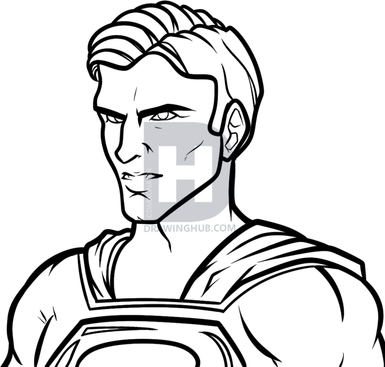 756x720 How To Draw Superman, The Man Of Steel, Step By Step, Drawing - Superman Face Sketch