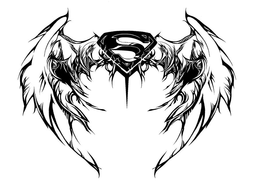 900x660 Download Superman Logo With Wings Tattoo Clipart Superman Logo - Superman Logo Sketch