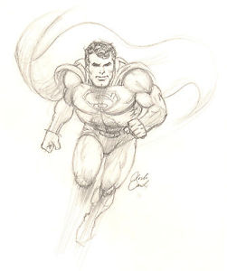 251x300 Superman Full Figure Pencil Drawing - Superman Pencil Sketch