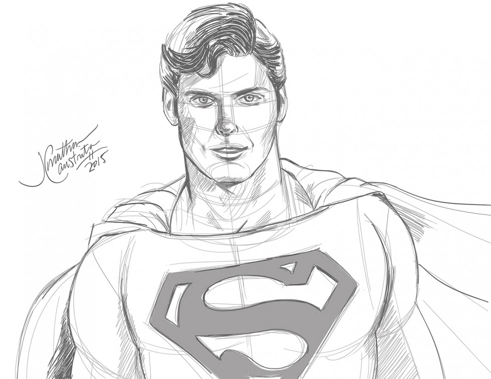 980x757 Christopher Reeve Superman Pencil Sketch By Jonathan Caustrita - Superman Pencil Sketch