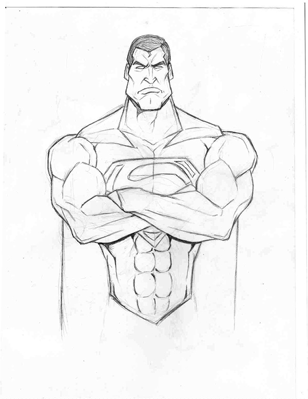 600x776 Superman Illustration On Behance - Superman Sketch
