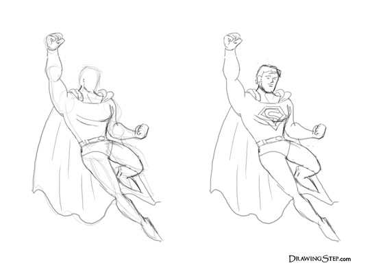 540x400 How To Draw Superman Flying - Superman Sketch Drawing