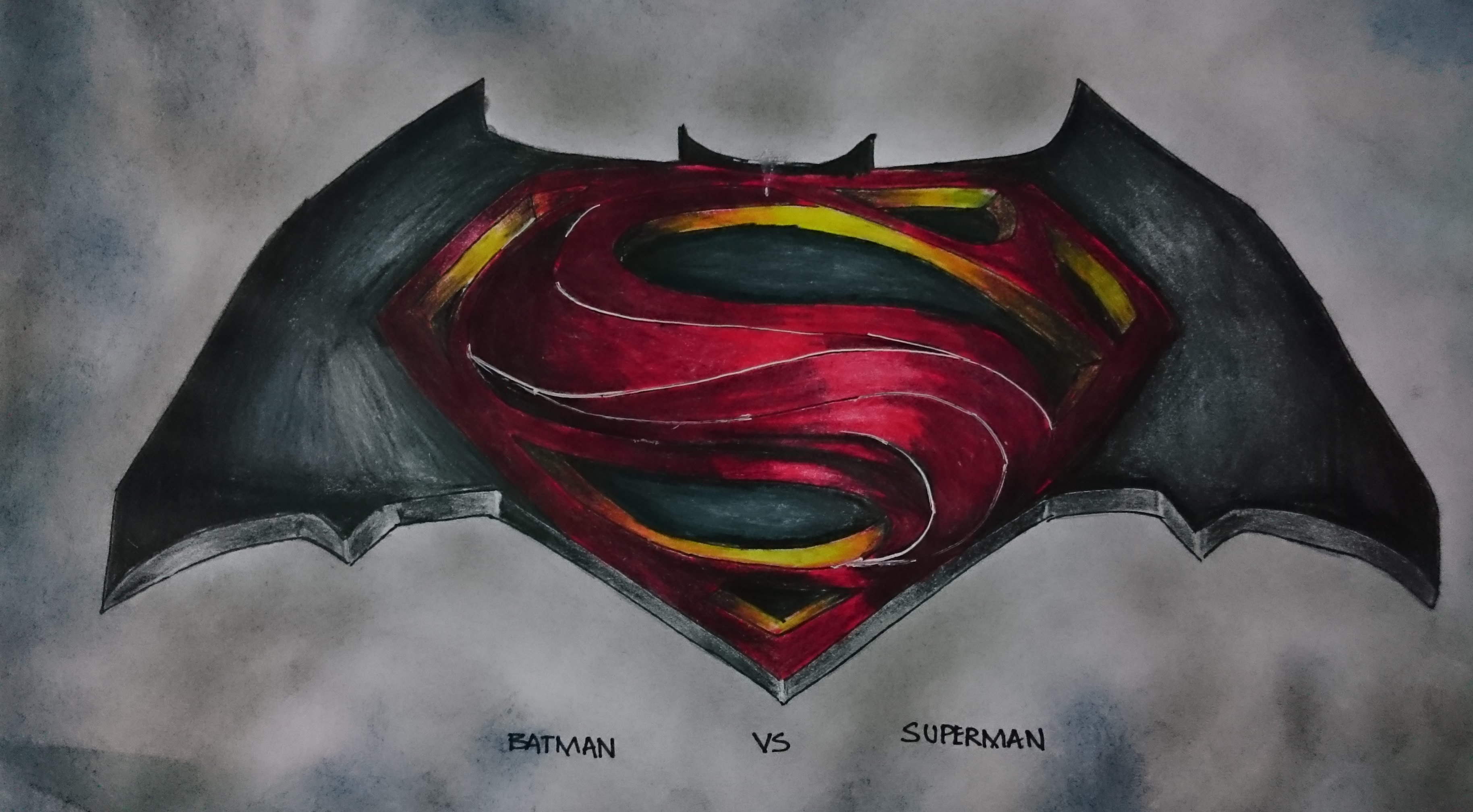3657x2017 Batman Vs Superman Logo Realistic Drawing Sketch It - Superman Sketch Logo