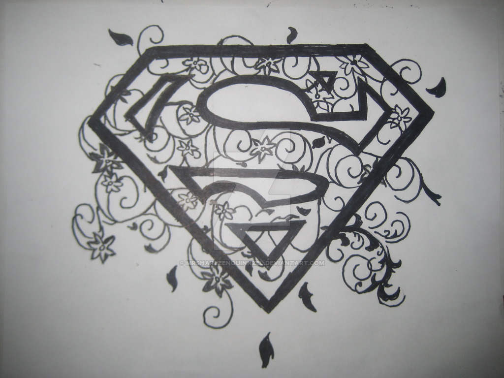 1024x768 Superman Logo 3 By Mrsharleenquinnzel - Superman Symbol Sketch