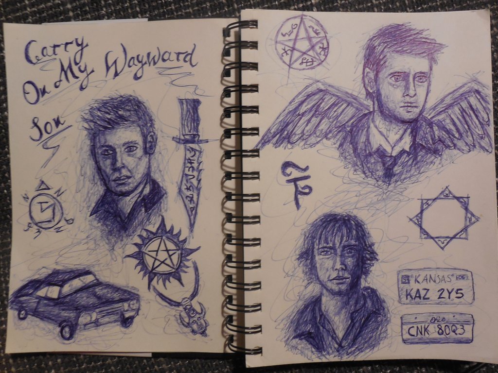 1024x768 Supernatural Sketches By Sahnie666 - Supernatural Sketches