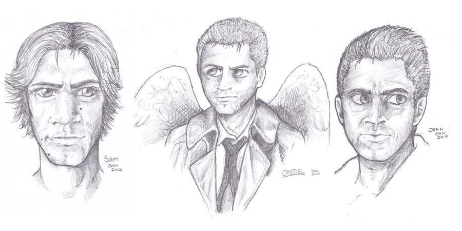 900x450 Supernatural Sketches By Lunagriff - Supernatural Sketches
