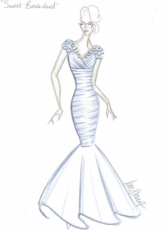 640x879 Ian Stuart Design Drawing For Wedding Dress Sunset Boulevard For - Supernova Sketch