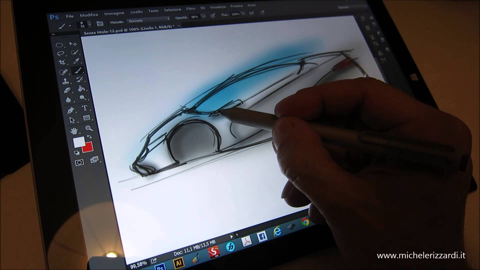 1920x1080 Surface Pro 3 Car Sketching With Photoshop Cc 2014 - Surface Pro Sketch