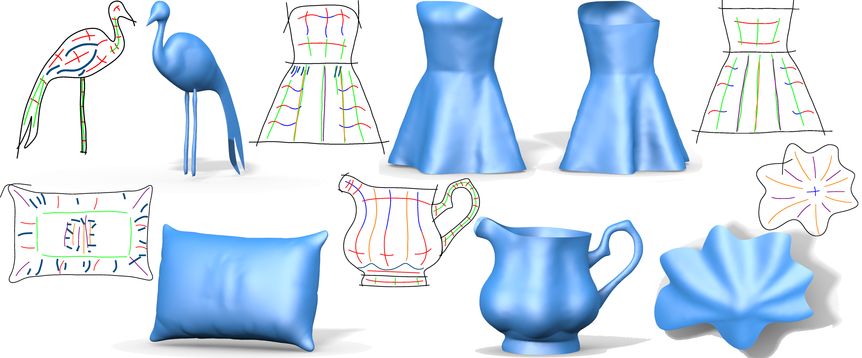 3003x1247 Bendsketch Modeling Freeform Surfaces Through 2d Sketching - Surface Sketch