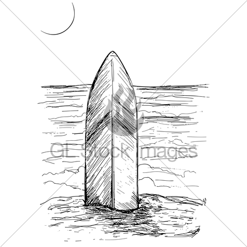 500x500 Sand Beach And Surfboard Gl Stock Images - Surfboard Sketch