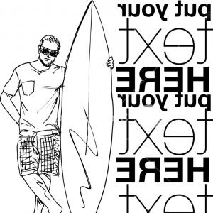 300x300 Stock Illustration Man With Surfboard Sketch Icon Arenawp - Surfboard Sketch