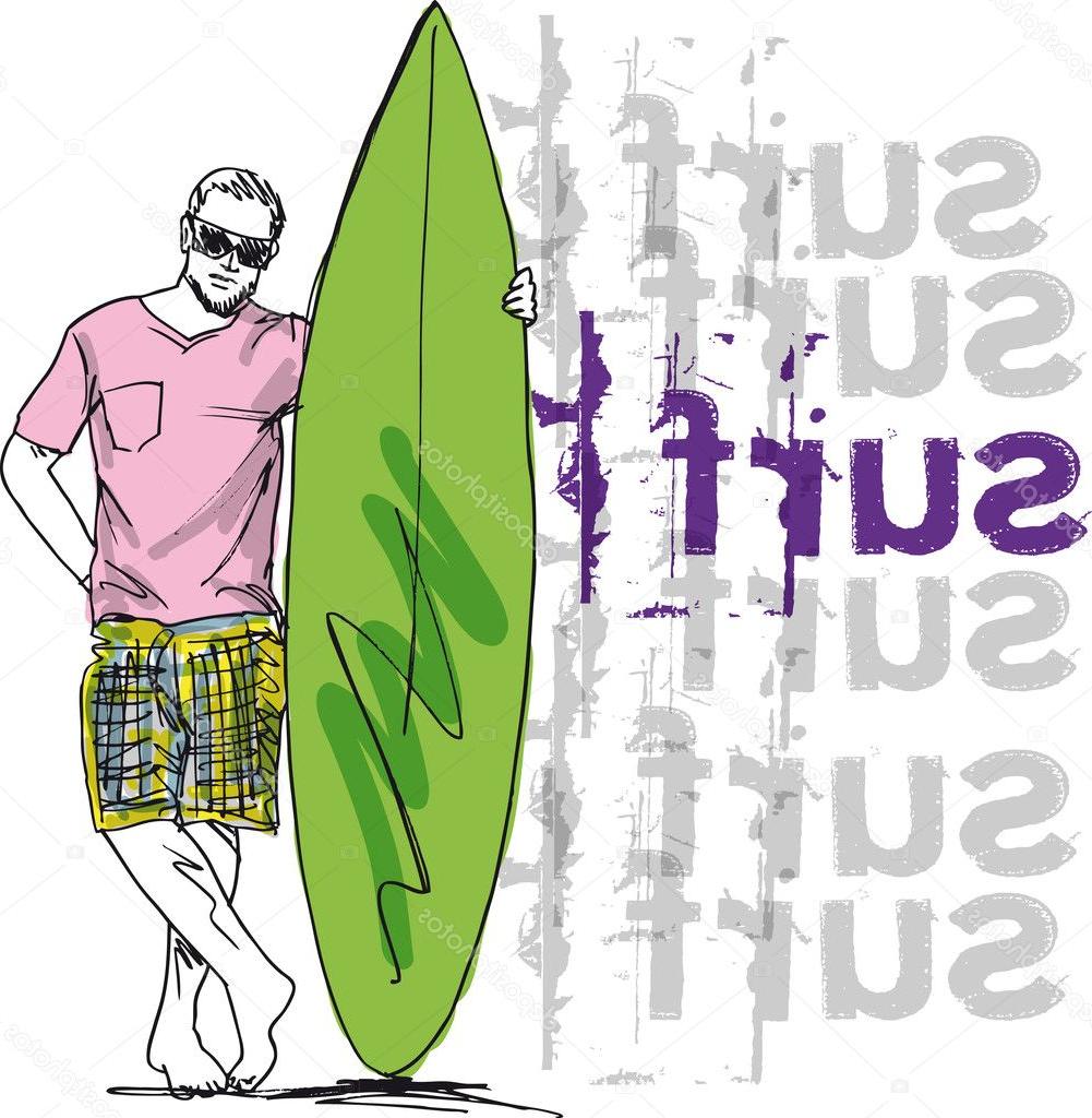 1001x1024 Top Stock Illustration Sketch Of Man With Surfboard Photos - Surfboard Sketch