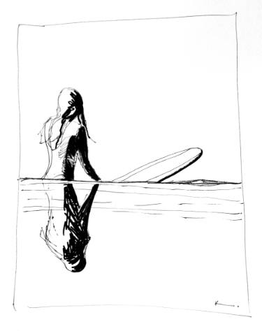 375x474 Surfer Girl Drawing By Kristine Gottsch Saatchi Art - Surfer Girl Sketch