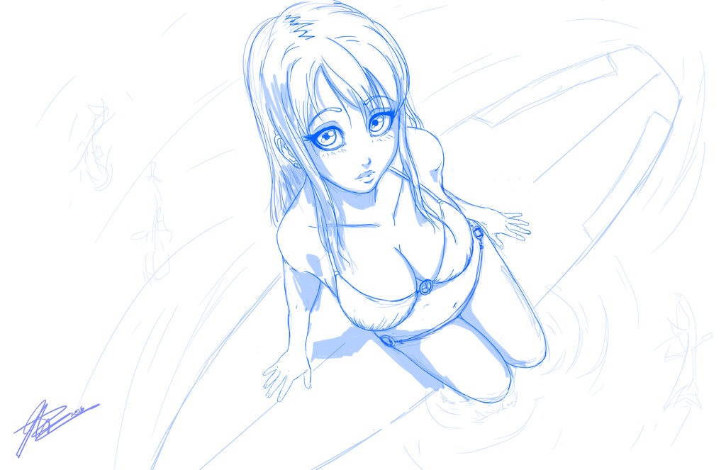 1024x663 Surfergirl - Surfer Girl Sketch