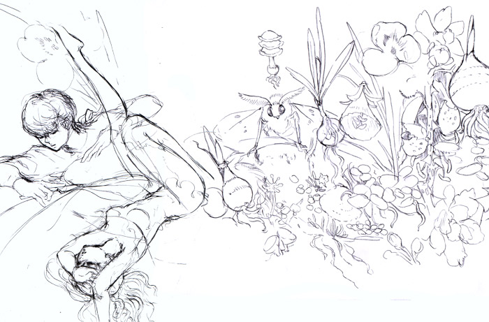 700x461 Sketch Of Surgery And Flower Bulb Etc - Surgery Sketch