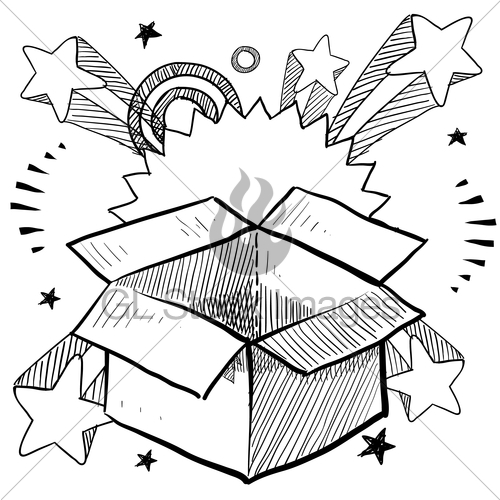 500x500 Surprise From An Open Box Sketch Gl Stock Images - Surprise Sketch