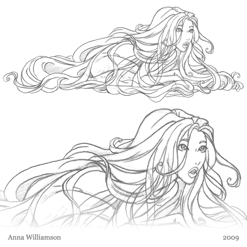 500x500 Pencil Sketch Surprise! Hair! Anna Williamson - Surprise Sketch