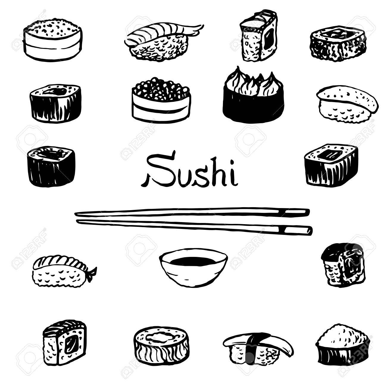 1300x1300 Drawn Sushi Sketch 23 - Sushi Sketch