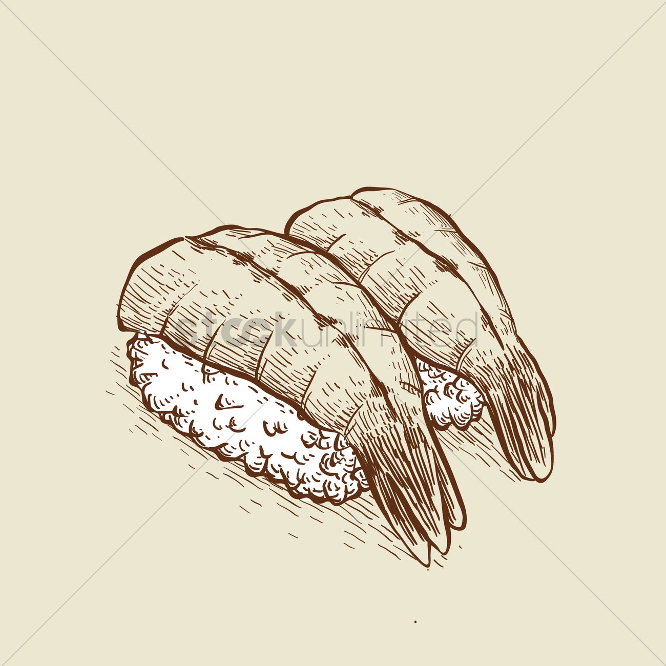 1300x1300 Shrimp Sushi Vector Image - Sushi Sketch