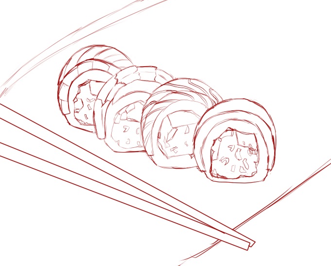 681x547 Sushi Sketch By Violetsineden - Sushi Sketch