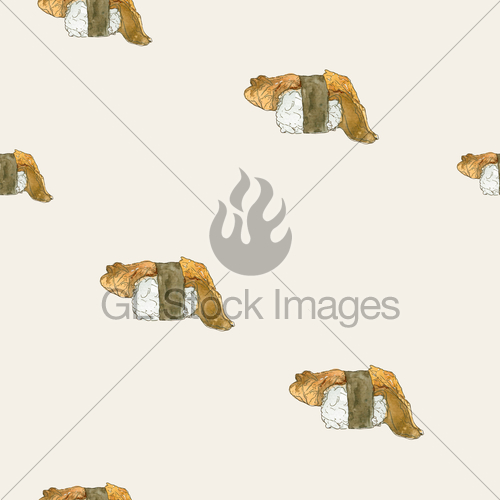 500x500 Unagi Or Eel Sushi ,sketch Seamless Pattern Vector. Gl Stock Images - Sushi Sketch
