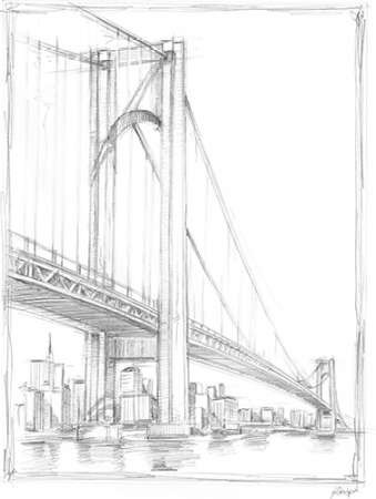 Suspension Bridge Sketch at PaintingValley.com | Explore collection of ...