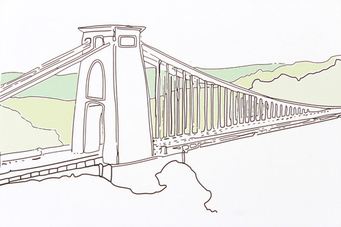 498x332 Clifton Suspension Bridge Print - Suspension Bridge Sketch