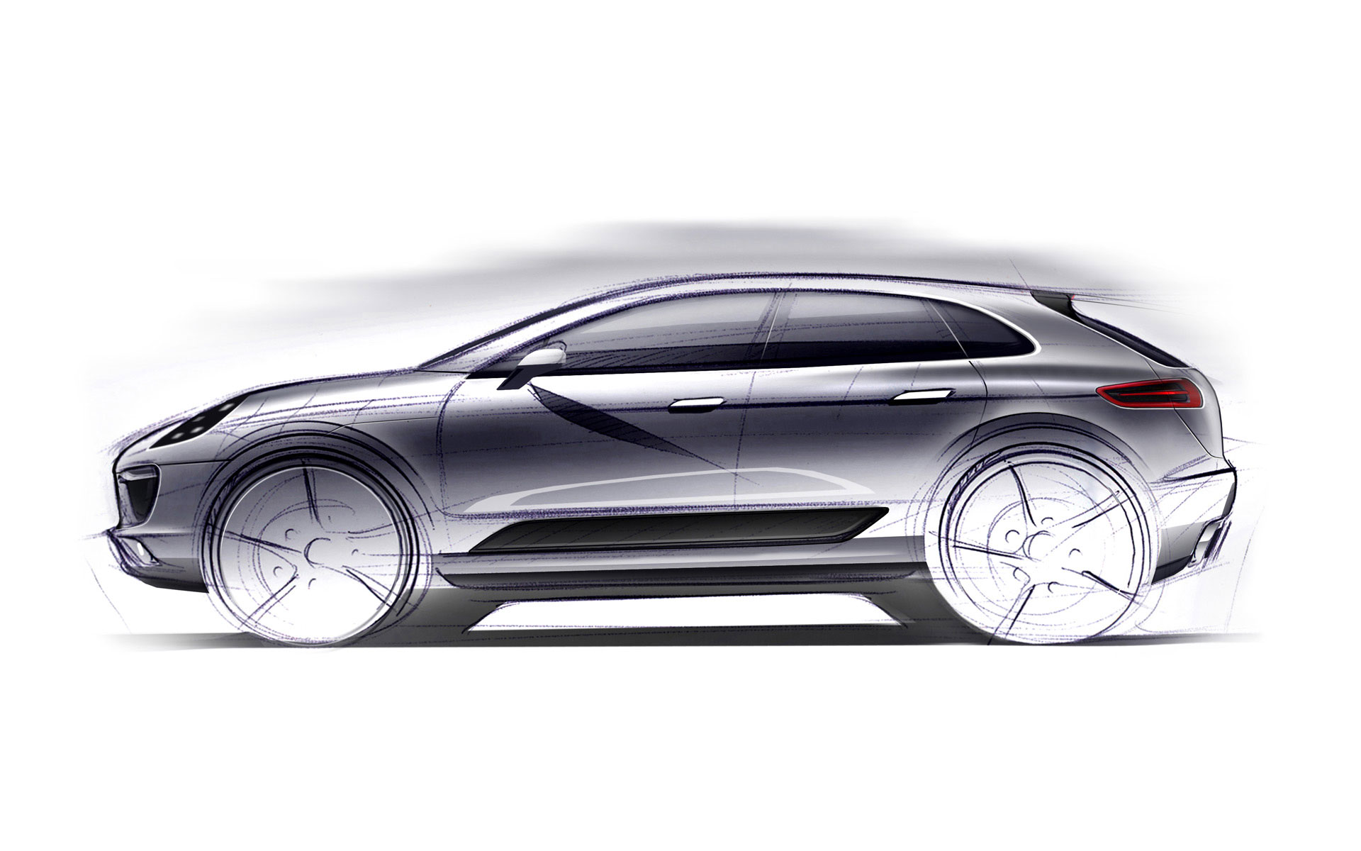 1920x1200 Porsche Releases A Teaser Sketch Of Its New Suv The Macan - Suv Sketch