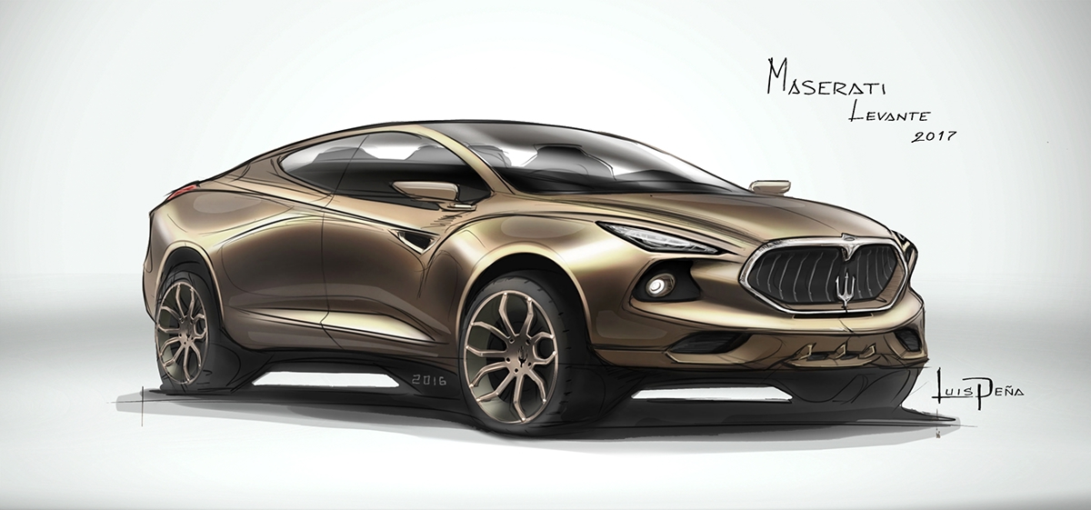 1200x561 Sketch Maserati Levante 2017 Suv On Behance - Suv Sketch